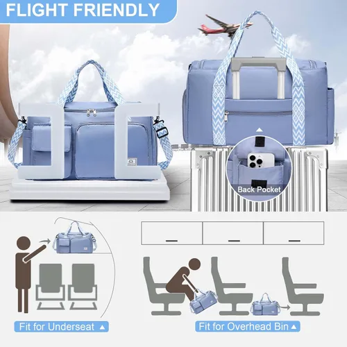 Miniatura 111 de Pequeña bolsa de gimnasio para mujer, bolsa de viaje con compartimento para zapatos