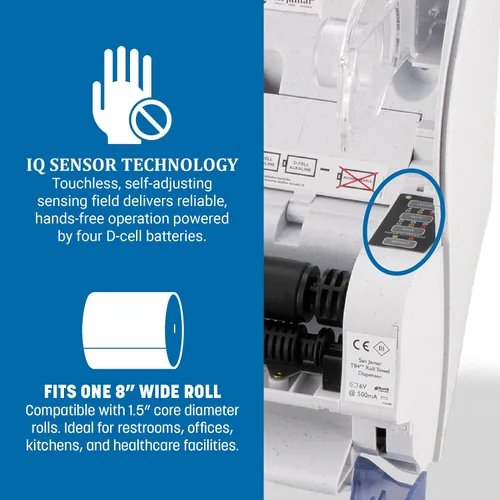 Miniatura 3 de San Jamar Dispensador de Toallas de Papel Clásico Smart Essense Dispensador Electrónico de Toallas en Rollo para Baño, Cocinas y Restaurantes, Azul