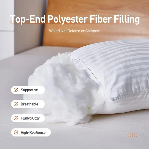 Miniatura 4 de Acanva Almohadas de cama para dormir, paquete de 4, relleno de fibra de poliéster suave y esponjoso de primera calidad, perfectas para dormir