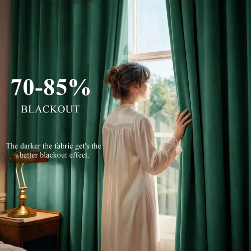 Miniatura 3 de StangH Cortinas de Terciopelo Verde Esmeralda de 96 Pulgadas - Cortinas Opacas de Terciopelo de Lujo Súper Suaves, Elegante Cobertura de Ventana