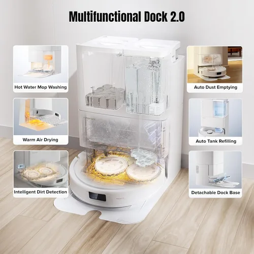 Miniatura 3 de roborock Qrevo MaxV Robot Aspirador y Mop, Diseño FlexiArm, Re-Lavado y Re-Mop con Agua Caliente, Secado Automático, Vaciado Automático, Succión