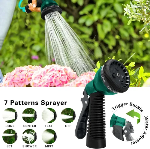 Miniatura 4 de Manguera de jardín de bobina de EVA de 25 pies con conector de latón de 3/4 pulgadas, manguera de agua en espiral, ligera y sin torceduras, incluye