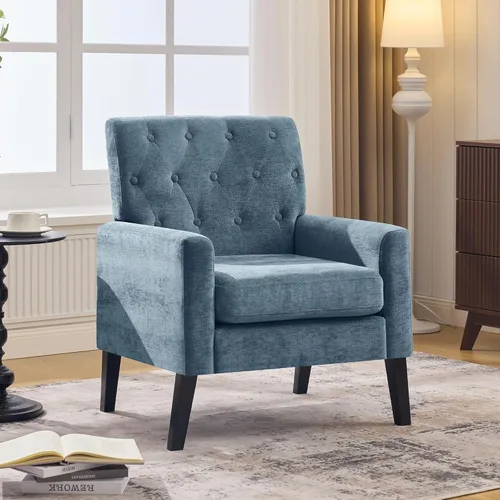 Miniatura 20 de Sillas decorativas modernas de mediados de siglo, silla de oficina de felpilla beige para recepción, silla de club tapizada para sala de estar