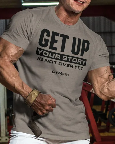Miniatura 2 de Camisetas de entrenamiento para hombres, camiseta de gimnasio con texto en inglés Get Up Your Story is Not Over Yet, divertida camiseta