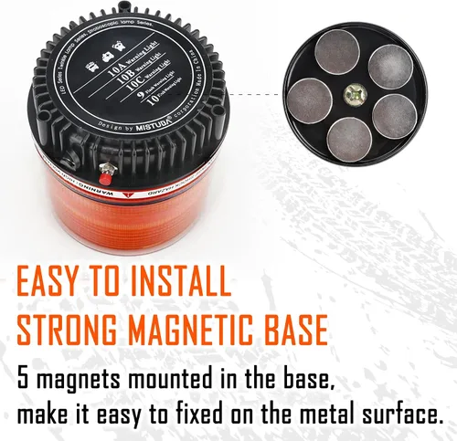 Miniatura 6 de Baliza Giratoria Inalámbrica Ámbar/Blanca Naranja con Batería, Luz de Advertencia Estroboscópica LED para Techo Superior, Luces de Emergencia