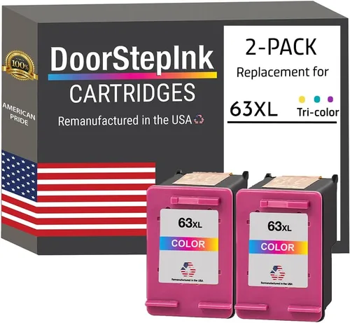 DoorStepInk Cartucho de tinta remanufacturado en Estados Unidos para HP 63XL 63 XL Color 2PK para HP Envy 4520 4522 4528 HP Officejet 4652 5252 3834