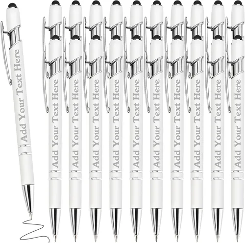 Miniatura 103 de Bolígrafos personalizados a granel grabados personalizados con punta de lápiz capacitivo, bolígrafos personalizados de tinta negra, regalos