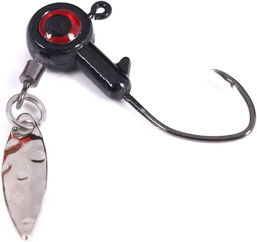 Miniatura 5 de Cabezas de plantilla de 1/8 oz Señuelos de pesca de agua dulce Cabeza de plantilla con bola de ojo, 25 piezas de ganchos pintados plantillas