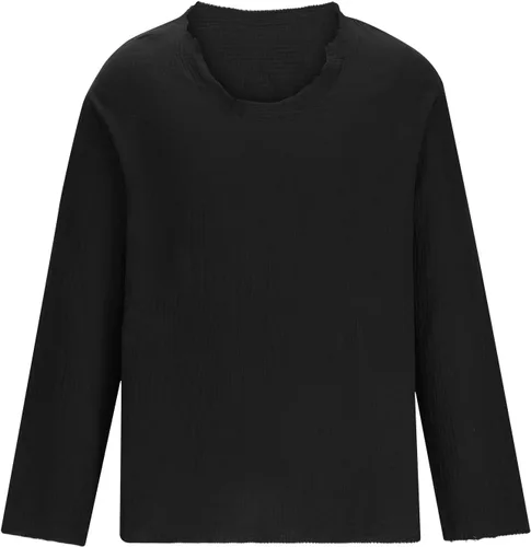 Miniatura 6 de Hombre Manga Larga Jersey Camisa Sólido V-Cuello Barbecho Camiseta Moda Fruncido Camisetas Blusa Suelta Novedad Tops