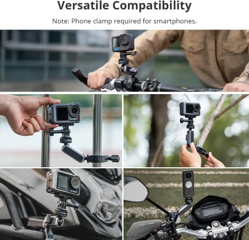 Miniatura 4 de PGYTECH CapLock - Soporte para manillar de motocicleta de liberación rápida, rotación de doble bola de 360°, adaptador de 1/4"-20, para DJI OSMO