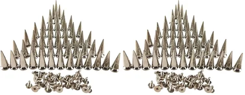Miniatura 7 de 50 piezas de clavos de cono plateado metálicos con rosca trasera para manualidades, remaches frescos, punk, 0.394 x 0.984 in