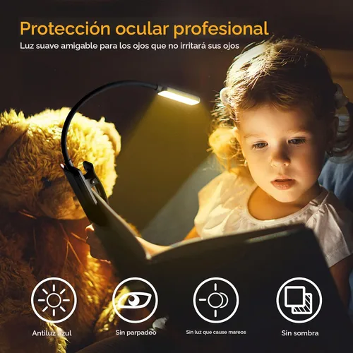 Miniatura 2 de Gritin Luz de Lectura Recargable de 9 LED para Leer en la Cama - Cuidado de los Ojos 3 Temperaturas de Color, Brillo de Atenuación Continua, 80