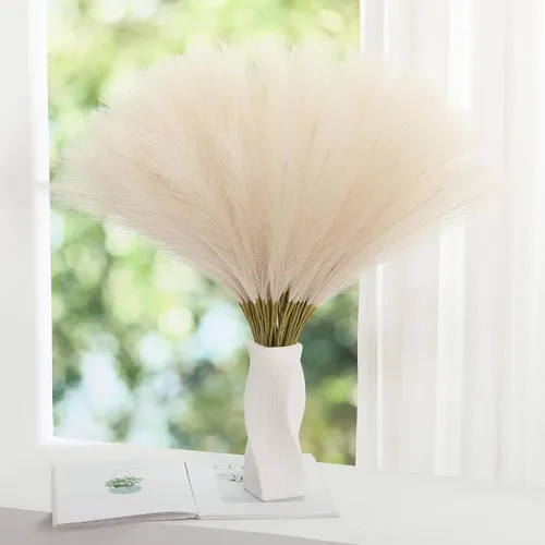 Miniatura 20 de Wertuirk 30 piezas de hierba artificial de pampas – Hierba de pampas rosa de 24 pulgadas para decoración del hogar, hierba de pampas artificial
