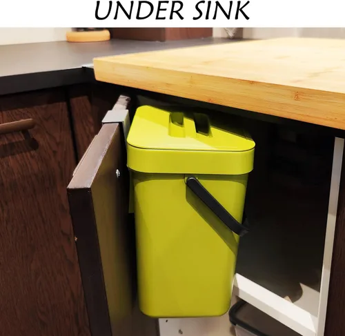 Miniatura 4 de stonespace Cubo de basura pequeño para cocina con tapa, contenedor de compost para cocina interior sellado, bote de basura debajo del fregadero