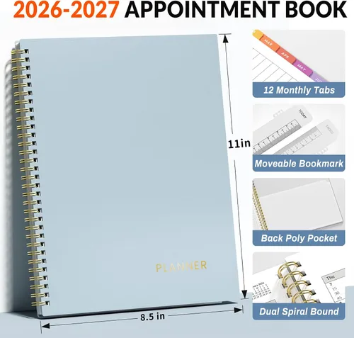 Miniatura 22 de SUNEE Libro de citas 2026-2027, trimestral por hora, semanal y mensual, de julio de 2026 a junio de 2027, planificador académico de 6.4 x 8.3