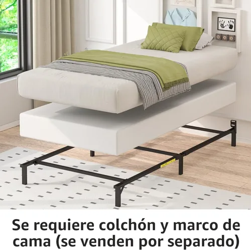 Miniatura 3 de Amazon Basics Smart Box - Base de cama con somier, base de colchón de 9 pulgadas de altura, fácil montaje, sin herramientas, individual, 74 pulgadas
