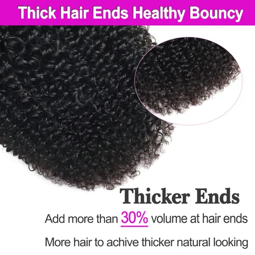 Miniatura 6 de Extensiones de cabello humano real rizado con clip, para mujeres negras, extensiones de cabello humano rizado brasileño 3C 4A, 10 piezas con 21