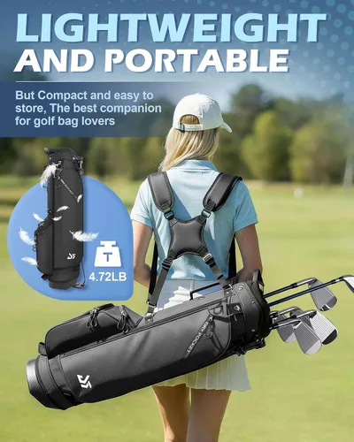 Miniatura 6 de Bolsa de golf con soporte – Versión mejorada 2025 con bolsillo enfriador, parche para guantes y porta tee, bolsa de golf ligera para domingo