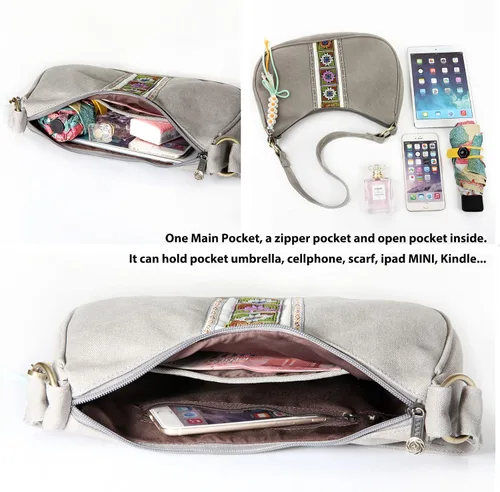 Miniatura 5 de Bolso Hobo para mujer, mini bolso de hombro de tela