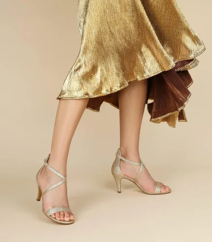 Miniatura 4 de Ankis Tacones negros y dorados de color nude para mujer, tacón de aguja de 3 pulgadas, sandalias de punta abierta para boda, fiesta de noche