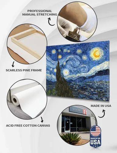 Miniatura 5 de Serie de pinturas de Vincent Van Gogh (favoritos). Reproducción de arte clásico de Van Gogh, impreso en lienzo Noche estrellada