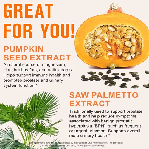 Miniatura 5 de Aceite de Semilla de Calabaza con Saw Palmetto, 1000mg por Porción, 300 Cápsulas Blandas – Cápsulas de Aceite de Semilla de Calabaza Prensado