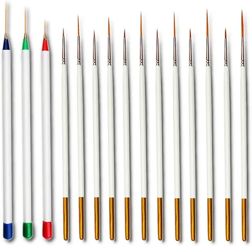 Miniatura 2 de Juego de 15 pinceles de pintura fina para detalles, micro mini pinceles para artistas, punta ultra fina, para delineadores de escritura acrílica