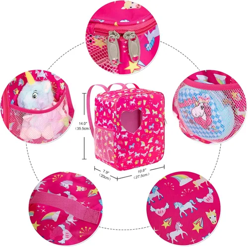 Miniatura 3 de K.T.Fancy - Juego de 7 bolsas de muñecas de 18 pulgadas y accesorios, incluyendo ropa, zapatos, lentes de sol, mochila para muñecas y unicornio