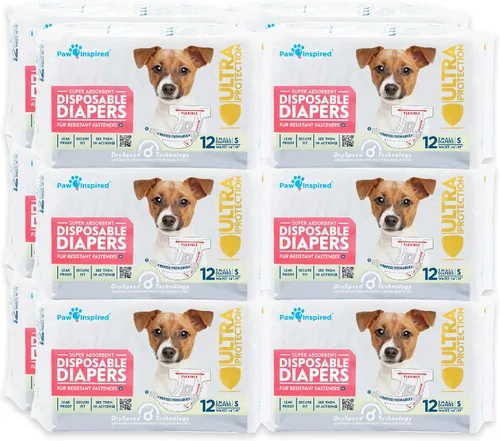 Paw Inspired Pañales desechables para perras | Pañales para perros hembra con ultra protección | Pañales para perros en celo, que se orinan por la