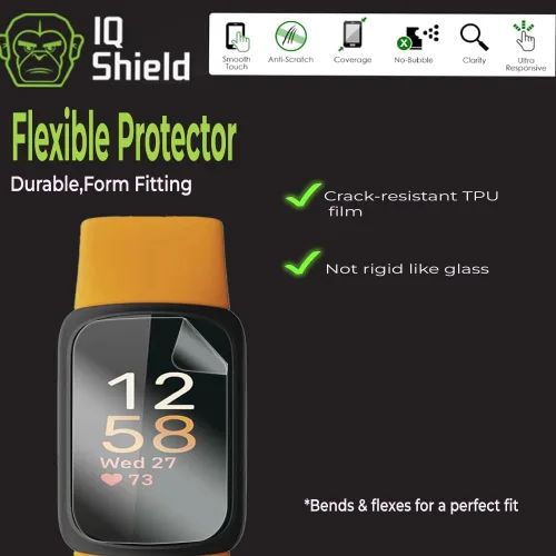 IQShield Paquete de 6 protectores de pantalla para Fitbit Inspire 3, fácil de instalar, ultrafino, antiarañazos, antiburbujas, película de TPU