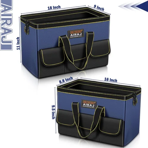 Miniatura 2 de AIRAJ - Juego de 2 bolsas de herramientas Bolsa de almacenamiento de herramientas portátil de 18 y 16 pulgadas Bolsas de herramientas de boca