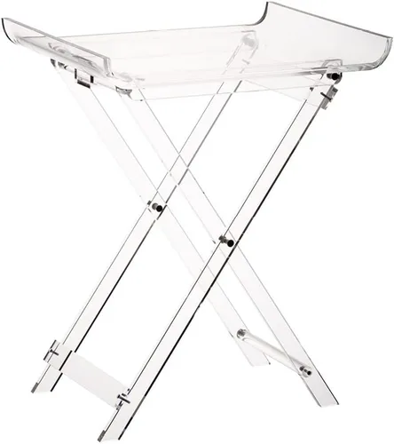 Miniatura 4 de Designstyles Mesa plegable de acrílico - Escritorio moderno y elegante - Mesa de servicio de cocina y bar - Elegante diseño transparente (ahumado)