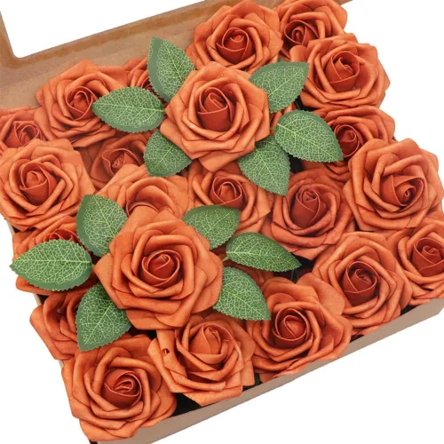 50 piezas de flores artificiales, Rosas de espuma artificial de sensación real al tacto, decoración DIY para boda, dama de honor, ramo de novia,