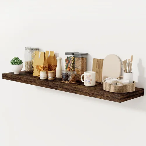 Miniatura 14 de Fun Memories - Estante flotante de 12 pulgadas, estantes de pared de madera rústica para decoración de pared y almacenamiento, estante flotante