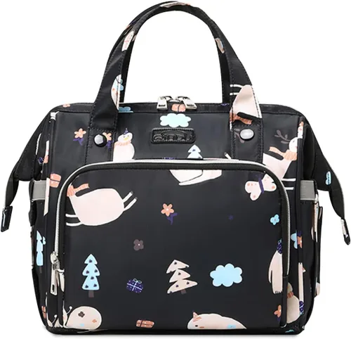 SONARIN Mochila multifuncional para pañales, ligera, impermeable, para cambiar, pañales de viaje, bolsa de mano para mamá, bolsa de hombro (negro,