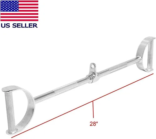 FITNESS MANIAC USA Lat - Barra recta de 28 pulgadas, barra plana de agarre ancho neutro, barra desplegable de tríceps pushdown – 28 pulgadas,