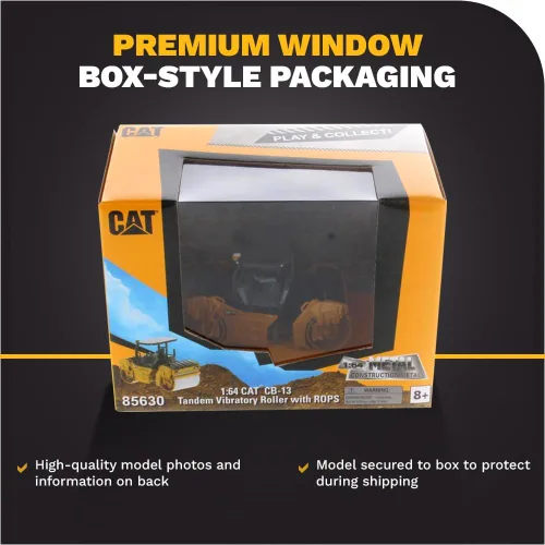 Miniatura 6 de Diecast Masters 1:64 Caterpillar CB-13 Roller with ROPS, Play & Collect Series Cat Trucks Equipo de construcción Modelo a escala coleccionable
