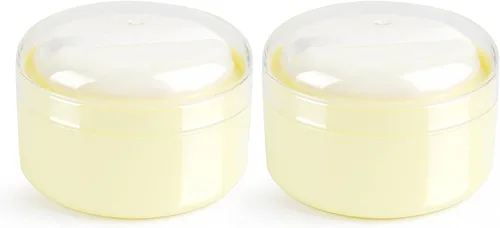 AUEAR, 2 unidades de contenedor de polvo corporal vacío para después del baño, con tamiz para el hogar y viajes (amarillo, 3.43 x 2.36 pulgadas)