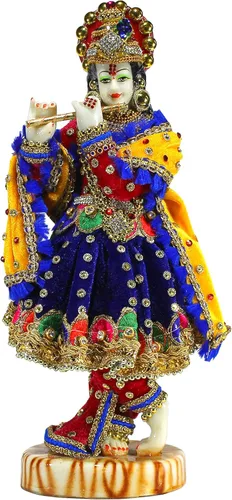Miniatura 4 de eSplanade Escultura tallada a mano de Dios Kishan Krishna Murti Idol Estatua - 11 pulgadas - Resina