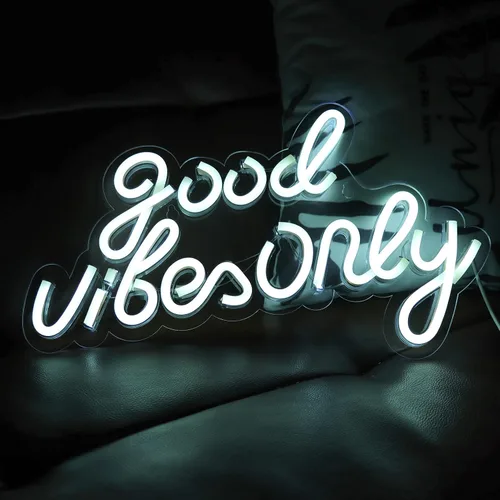 Miniatura 2 de Good Vibes Only - Letreros de neón para decoración de pared, luces de neón, letreros LED adecuados para sala de estar, bar de cerveza, sala de Blanco