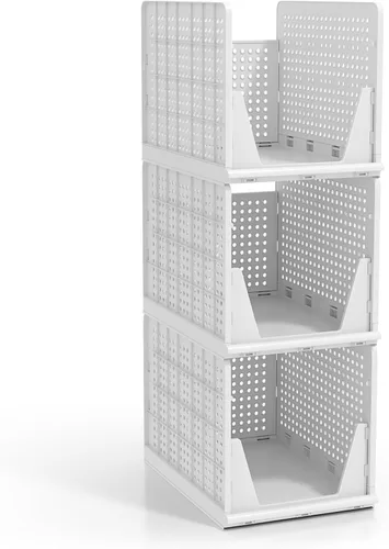 Miniatura 8 de Sorbus Cestas organizadoras apilables para estantes, organizador de armario de plástico para ropa, despensa, baño, cocina y garaje, contenedores
