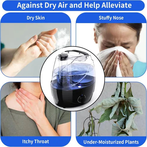 Miniatura 3 de Humidificadores para dormitorio y habitación grande, humidificador de niebla fría de 2.2L para bebé, 30 horas con funcionamiento silencioso