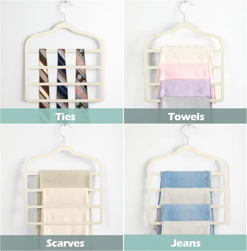 Miniatura 5 de Percha de terciopelo para pantalones y pantalones cortos que ahorran espacio, antideslizante para pantalones cortos, perchas de terciopelo múltiple