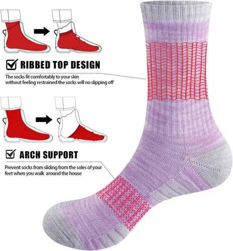 Miniatura 5 de YUEDGE Calcetines acolchados de algodón que absorben la humedad para mujer, 5 parespaquete de 5 parespaquete de calcetines deportivos de senderismo