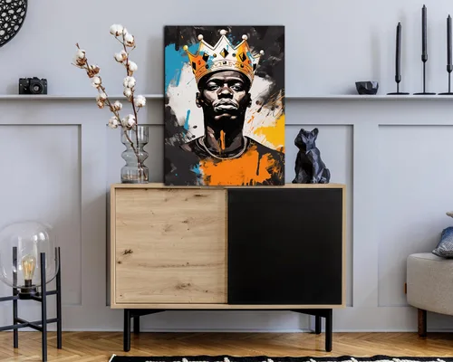 Miniatura 172 de Arte de pared afroamericano, decoración de rey y reina bailarín negro para sala de estar, arte de pareja de amor negro para dormitorio, lienzo