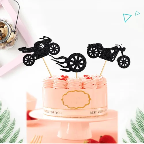 Miniatura 4 de 24 piezas de adornos para cupcakes de motocicleta para fiesta temática de motocicleta, fiesta de cumpleaños de hombre o niño, boda, baby shower
