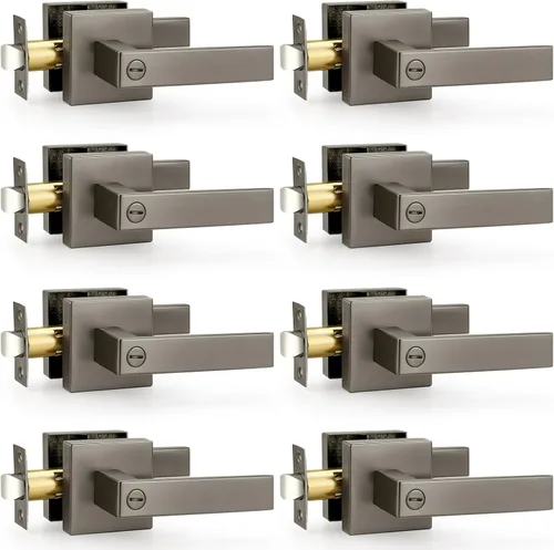 Miniatura 80 de Probrico Paquete de 4 manijas de puerta simuladas en negro mate, manijas interiores que no giran, manijas reversibles resistentes para interiores