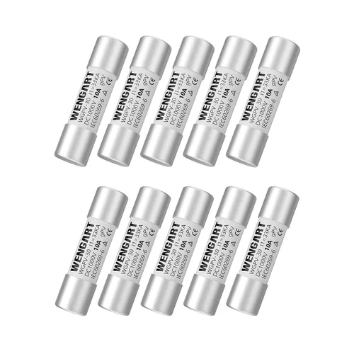 Miniatura 11 de Fusibles Solares Wengart WGPV-30, CC1000V 30Amp, 10x38mm, I133kA, Fusibles Fotovoltaicos Rápidos para Aplicaciones Fotovoltaicas Solares, 10 piezas