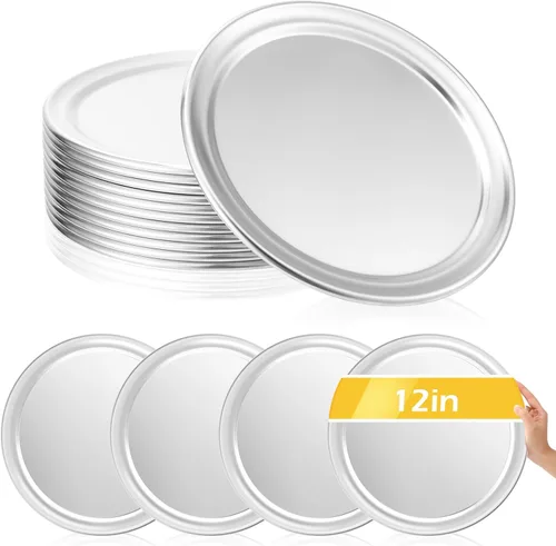 Miniatura 8 de Bokon Juego de 12 bandejas de pizza de 8 pulgadas para horno, antiadherentes, redondas, de aluminio, para pasteles, bandejas, hornear, restaurante