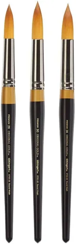 Miniatura 2 de KINGART Cepillo de artista de la serie GRANDE ROUND WASH Gold 9700-26, pelo sintético Taklon dorado, mango corto, para acuarela, acrílico y pintura